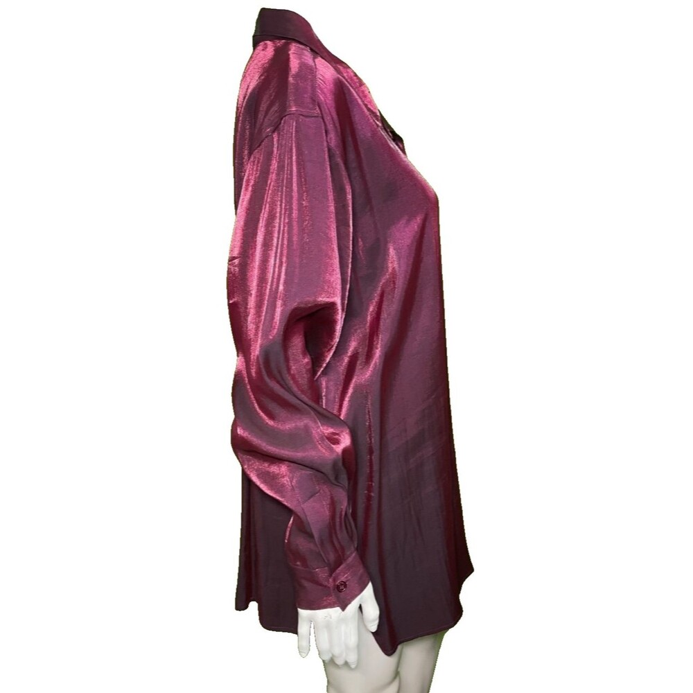 Bentley Vintage Large 18 Button Up Maroon Purple Burgundy Shiny Big Women's Top - Picture 5 of 9